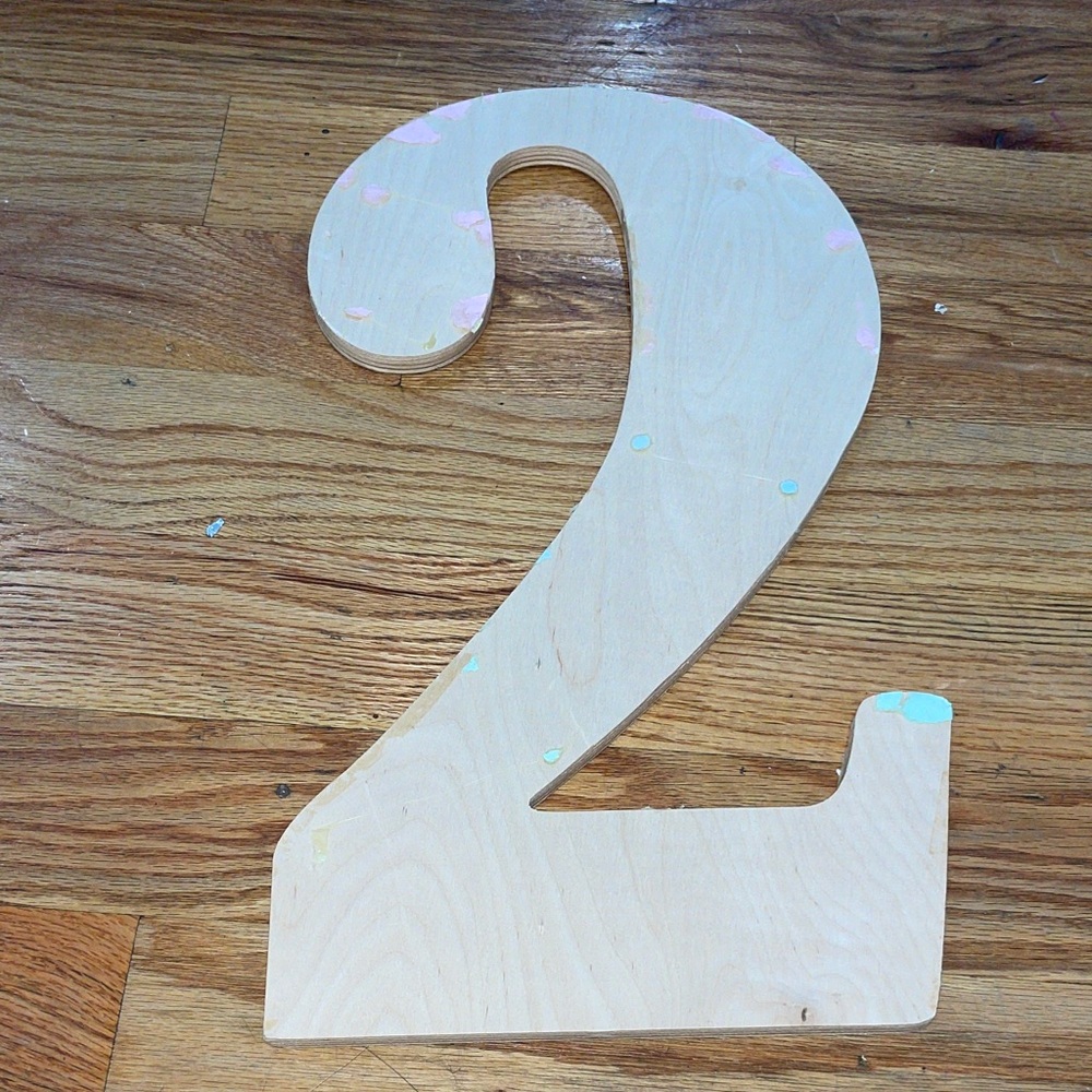 LARGE Party number Wooden Number 2 Decor 18"